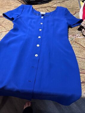 Preview Collection Bold Cobalt Blue Button-Front Short Sleeve Dress